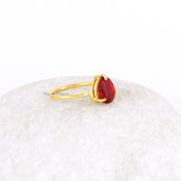 Garnet Ring-Garnet Quartz Pear 8x10mm Prong Setting Sterling Silver Ring-Gold Plated Ring-Garnet Quartz Ring-Bridal Jewelry